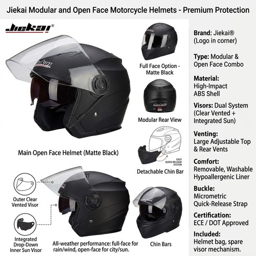 Motorcycle half helmet dual - half,
